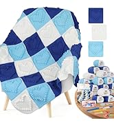 Coopay Crochet Blanket Kit for Beginners - 3D Love Granny Square Crochet Kit with Step-by-Step Vi...