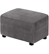 H.VERSAILTEX Real Velvet Plush 1 Piece Form Fit Stretch Rectangle Folding Storage Covers Ottoman ...