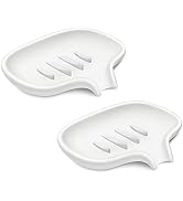 SUBEKYU Silicone Soap Dish for Bathroom,Bar Soap Holder for Shower with Draining Tray, Waterfall ...