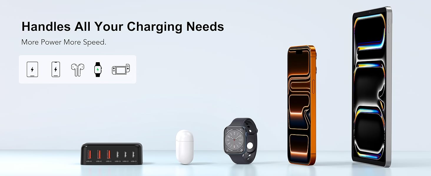 6 Ports for Fast Charging