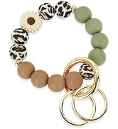WEESMILE Silicone Key Ring Bracelet, Cute Keychain Wristlet with 2 Key Rings, Elastic Car Key Hol...