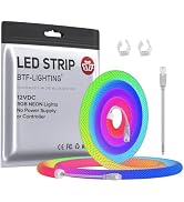 BTF-LIGHTING Neon LED Rope Light 12VDC,3.2FT,WS2811 WS2812B Addressable IC RGB 360 Degree Round R...