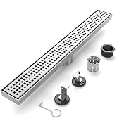 EBYTE 18in Shower Drain, 304 Stainless Steel,Brushed Nickel,Adjustable Feet | Linear Shower Drain...
