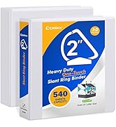 Comix Heavy Duty 3 Slant Ring View Binder, 2" One Touch Ring Binders Fit US 8.5" x 11" Paper,2 Pa...