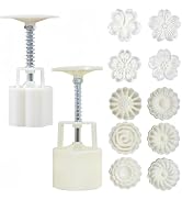 Accfore 2 Pack Moon Cake Mold,50g Moon Cake Press Mould Maker Hand Printed Flower Cutter Baking T...