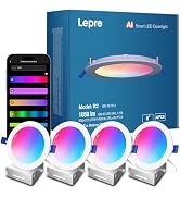 Lepro R2 AI Smart LED Recessed Lighting 6 Inch, RGBCW APP Control Ceiling Lights, Alexa & Google ...