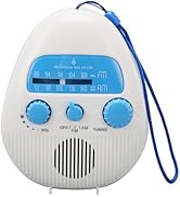 AM FM Shower Radio Built in Speaker, Waterproof Hanging Bathroom Radio with Rotating Knob for Eas...