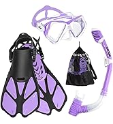 Seago Kids Snorkel Set with Flippers Dry Top Snorkel Mask Swim Fin Snorkeling Gear for Kids Youth...