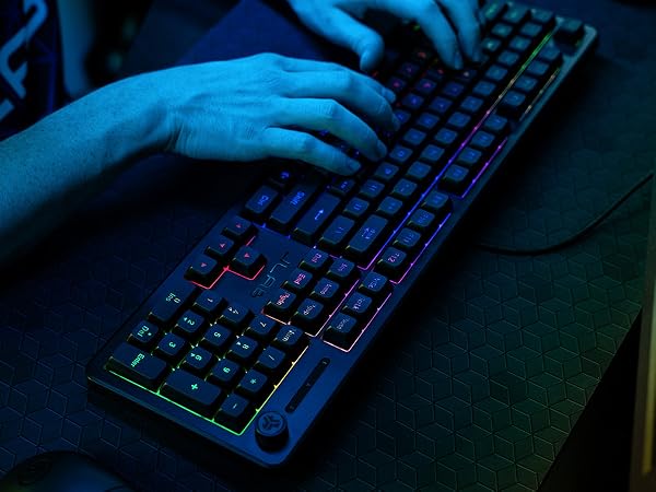 A close up shot of the nightfall keyboard being typed on