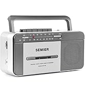 SEMIER Retro Boombox Cassette Player AM/FM Radio Stereo, AC Powered or Battery Operated Portable ...