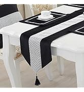 Sequined Rhinestone Diamond Table Runner Luxurious Long Table Runner with Tassels for Dining Chri...