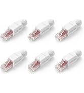 VCELINK Cat6A Tool-Free RJ45 Connector 6-Pack, Gold-Plated, UTP 23-26AWG | 23-26 AWG Network Cabl...