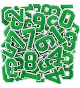 50 Pcs Iron on Numbers Patches for Fabric Tote Bags Hats Clothing Green | Embroidered Numbers Pat...
