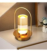 Crystal Lantern Table Lamp,4000mAH Rechargeable Cordless Crystal Lantern Light,3 Color Dimming Po...