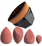 JPNK Foundation Makeup Brush with 4 Makeup Sponges Latex-free for Blending Liquid, Cream or Flawl...