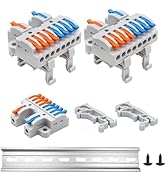 Tanbupu 3pcs Multi-Function DIN Rail Terminal Blocks (2 in 8 Out) with 1pcs DIN Rail Quick Wiring...