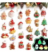 Naler Glow in The Dark Christmas Resin Ornaments, 24 Pcs Mini Resin Hanging Ornaments for Christm...