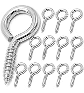 12 Pcs M6 304 Stainless Steel Screw Eye Hooks, 2-1/2 Inches Eyes Screw Hooks,Heavy Duty Screw Eye...
