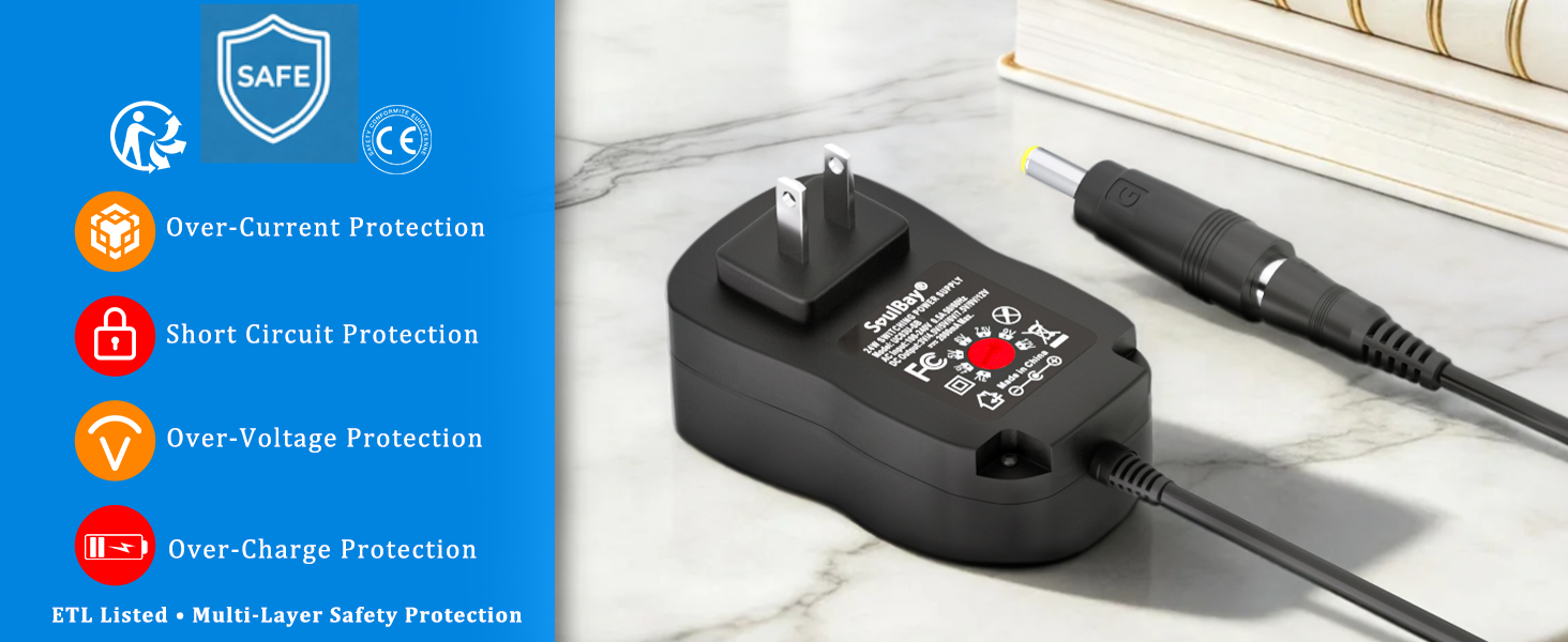 ac dc adapter with multiple protections, safe and easy to use