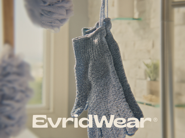 evridwear, bath gloves, exfoliating,