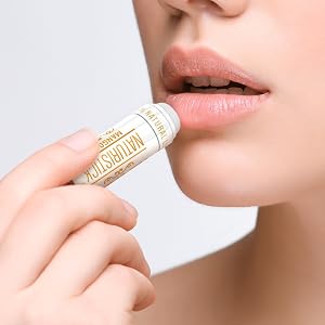 Close-up of Naturistick lip balm application showing smooth, natural, non-glossy finish