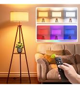 JACKYLED Tripod Floor Lamp with Shelves Mid Century Modern for Living Room | 3 Color Temperatures...