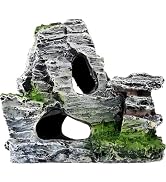 Senyango Resin Aquarium Mountain Decor with Moss Rock Cave - Multi-Level Terrain for Fish Tank La...