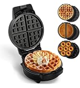 Mini Waffles Maker with 6 Removable Plates, 3 in 1 Small Waffle Maker Mini- Waffle, Pancake, Donu...