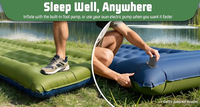 Built-in Foot Pump — Inflate Anywhere