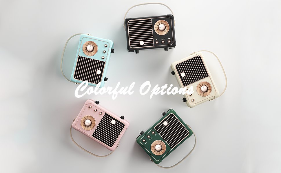 Retro Vintage Bluetooth Speaker with Built-in Mic Black 6
