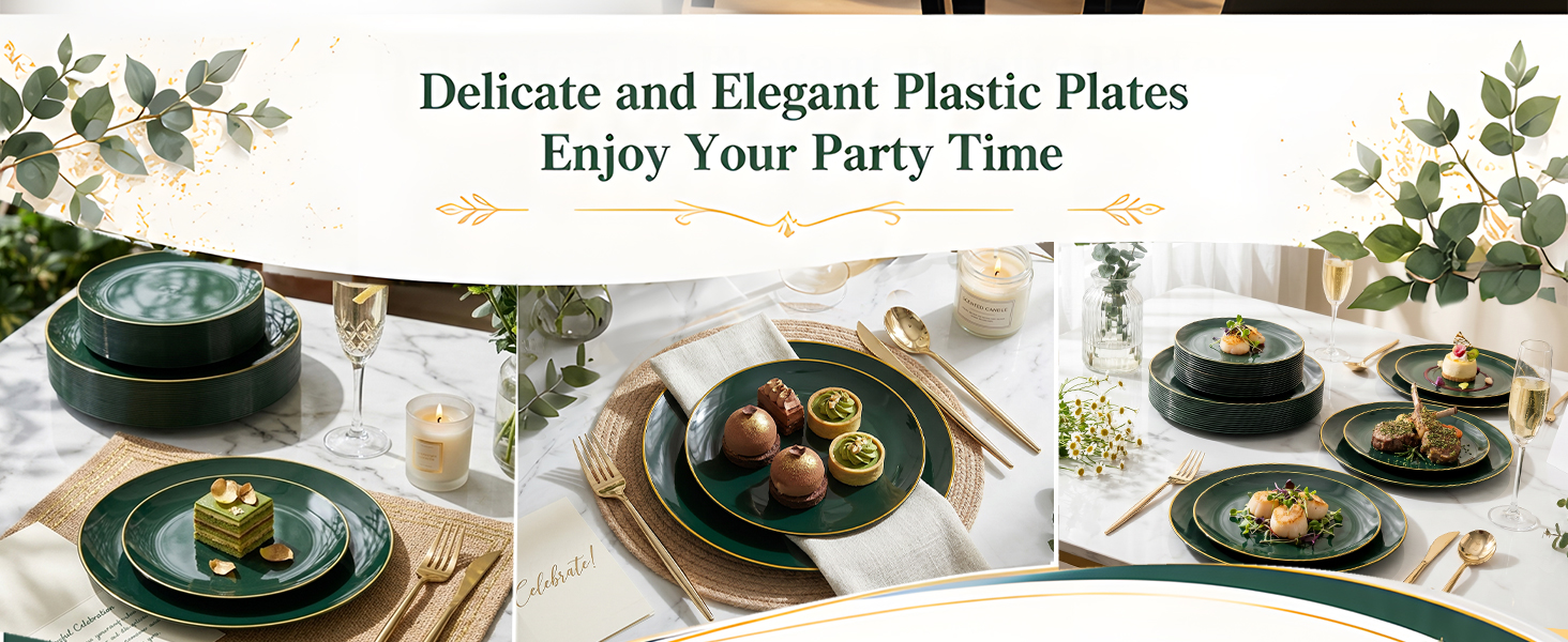 Green disposable plastic plates