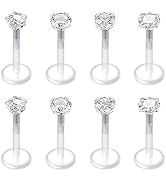 QWALIT 16G Clear Lip Rings Studs Plastic Medusa Labret Piercing Jewelry Push in Cartilage Earring...