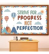 gisgfim Motivational Bulletin Board Decorations Strive for Progress Not Perfection Paper Cutouts ...
