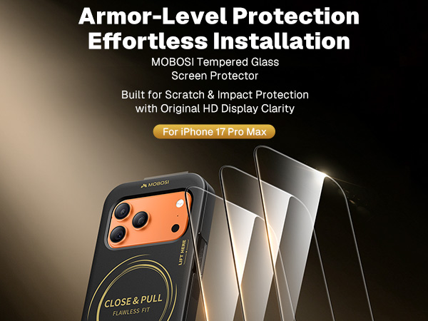 MOBOSI 3 Pack for iPhone 17 Pro Max Screen Protector, Auto Alignment Tray