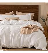 PHF 100% Cotton Muslin Duvet Cover Queen Size, 3-Layer Guaze Ultra Soft Breathable Textured Linen...
