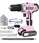GardenJoy Cordless Power Drill Set: 21V Electric Drill with Fast Charger 3/8-Inch Keyless Chuck 2...