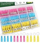 Tanbupu 360Pcs Heat Shrink Ring Wire Connectors,#10,1/4",5/16",3/8"(3 Colors/4 Sizes)12-10 16-14 ...