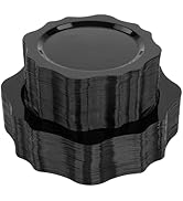 realluck 100 PCS Black Scalloped Disposable Plates for 50 Guests
