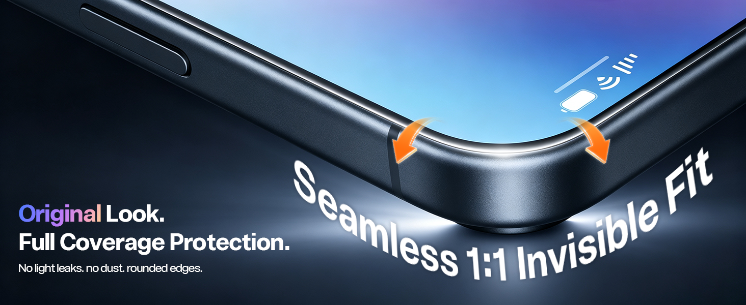 Seamless 1:1 Invisible Fit. Original Look. Full Coverage Protection. No light leaks.no dust.