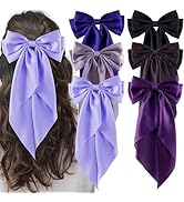 hisial 6Pcs Large Bows Hair Clips for Women Girls Long Tail Hair Ribbon Silky Satin Barrettes Coq...
