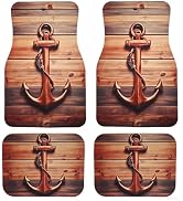 Vintage Wooden Anchor Pattern with high Absorbency car Brown mats. Non-Slip Feature Car Floor Mat...
