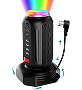 Power Strip Tower 15 Outlets 6 USB Ports, Surge Protector with Colorful led Light & USB Fast Char...