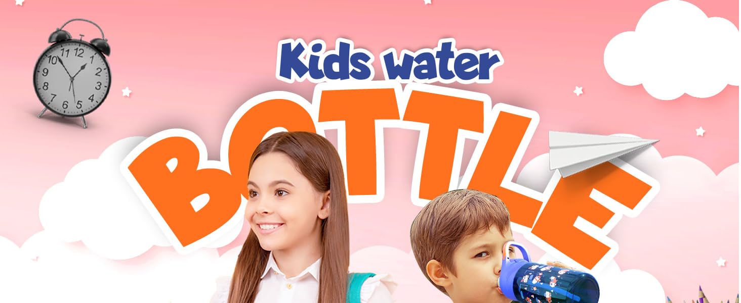Kids water bottle, leak proof kids water bottle, kids bottle with lid, water bottle for school