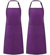 Syntus 2 Pack Adjustable Bib Apron Waterdrop Resistant with 2 Pockets Cooking Kitchen Aprons for ...