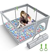 GENTEACO Baby Playpen, 50x50inch Large Play Pen for Babies and Toddlers, Baby Fence Play Yard, Sa...