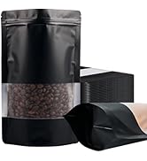100 Pack Smell Proof Bags, Resealable Black Mylar Bags with Matte Window, Foil Pouch Stand Up Sea...