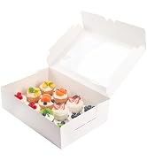 YunKo 15 Pack Dozen Cupcake Boxes White Cupcake Containers with Window Fit 12 Cupcakes or Muffins