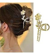 Flower Hair Clips 1PCS Cat Eye Stone Flower Hair Claw Clip Gold Hairpin Fashion Nonslip Hair Clam...