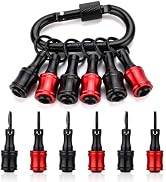 katerk 6pcs Red&Black Bit Holder with Carabiner Socket for Mens Gift, 1/4 inch Hex Shank Aluminum...