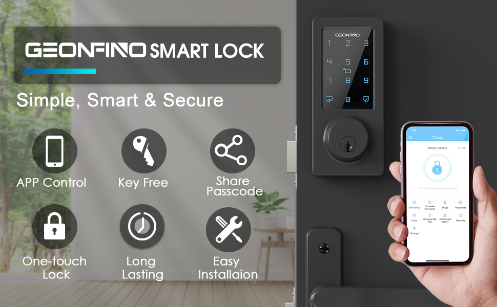 Keyless Entry Door Lock Smart Electronic Keypad Deadbolt IC Card Easy Install Durability